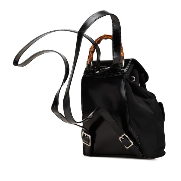 Pre-owned Gucci Mini Bamboo Nylon Backpack Black