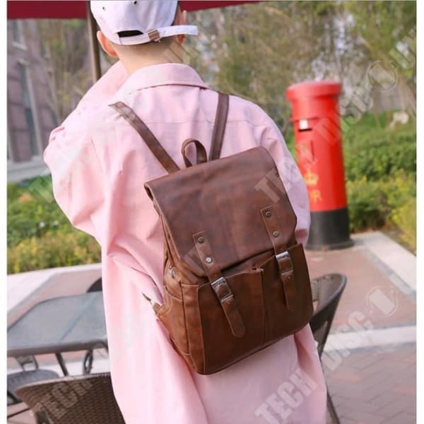 TD® Vintage vintage läderryggsäck Laptopryggsäck Herrryggsäck, brun
