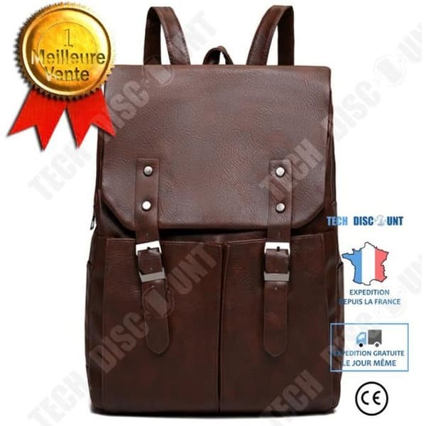 TD® Vintage vintage läderryggsäck Laptopryggsäck Herrryggsäck, brun