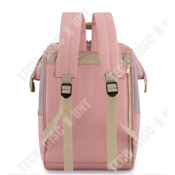 TD® Hethrone Damryggsäck 15.6 Vattentät Stöldskydd PC Ryggsäck för skolresor Fritidsarbete Rosa Grå USB