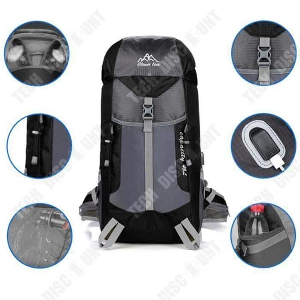 TD® Sports Ryggsäck USB Laddning Rese Vandring Ryggsäck Utomhuscamping Andas Vattentät Slitstark Bergsbestigningsväska