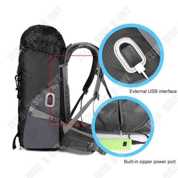 TD® Sports Ryggsäck USB Laddning Rese Vandring Ryggsäck Utomhuscamping Andas Vattentät Slitstark Bergsbestigningsväska