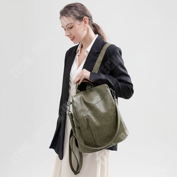 TD® Stöldskyddsryggsäck Dammode Multifunktionssömmar Studentryggsäck Läder Skolväska Damryggsäck Flickor Semesterpresent