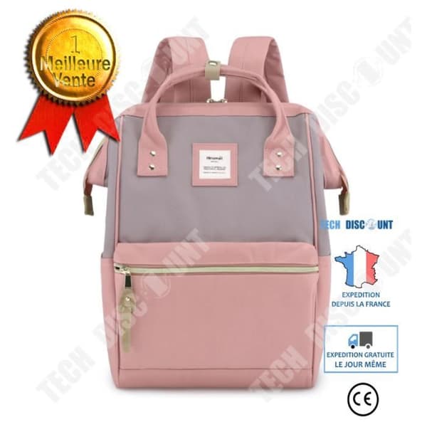 TD® Hethrone Damryggsäck 15.6 Vattentät Stöldskydd PC Ryggsäck för skolresor Fritidsarbete Rosa Grå USB