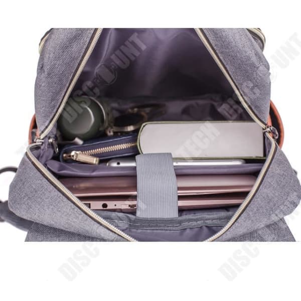 TD® Laptop Ryggsäck PC Vattentät Tyg Laptop Ryggsäck Dagssäck med USB-port Grå 15,6 tum
