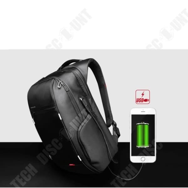 TD® Kingsons 15,6” lyxig Notebook-ryggsäck svart rese extern USB-laddning för män