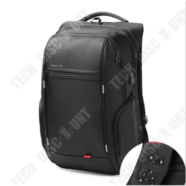 TD® Kingsons 15,6” lyxig Notebook-ryggsäck svart rese extern USB-laddning för män