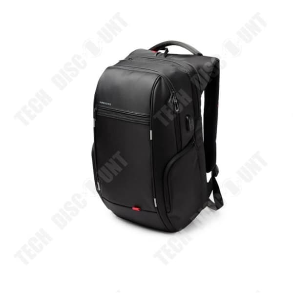 TD® Kingsons 15,6” lyxig Notebook-ryggsäck svart rese extern USB-laddning för män