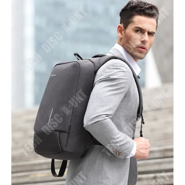 TD® Slim arbetsryggsäck 15 tums bärbar ryggsäck Business ryggsäck för män Stöldskyddad vattentät USB, svart