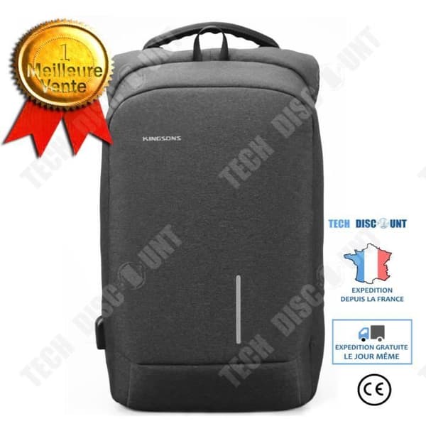 TD® Slim arbetsryggsäck 15 tums bärbar ryggsäck Business ryggsäck för män Stöldskyddad vattentät USB, svart