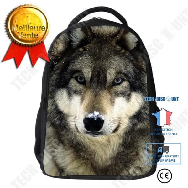 TD® 3D Wolf Skolryggsäck För Barn Animal Printing Deign Skolväska Laptop Ryggsäck