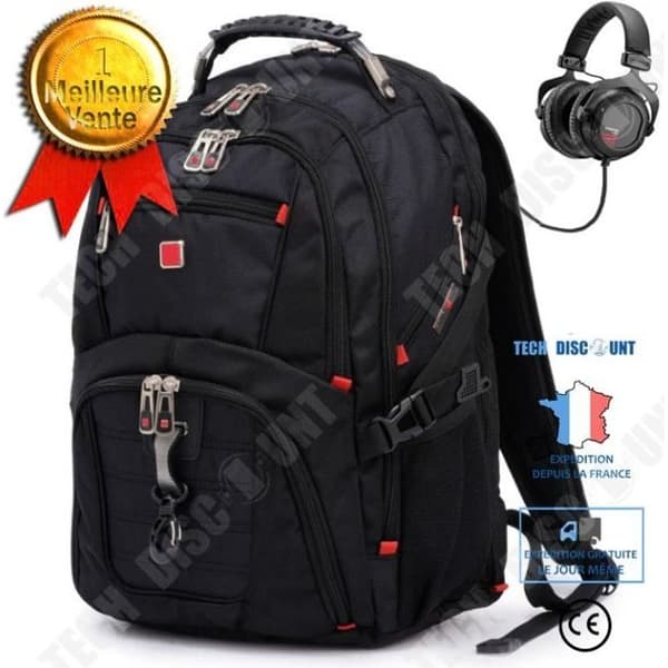 TD® 17,3 tums bärbar ryggsäck för män Vattentät med USB-laddningsport Laptopryggsäck med stor kapacitet 17 tum