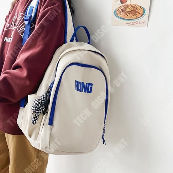 TD® Student ryggsäck skolväska vattenavvisande nylon enfärgad enkel stor kapacitet skolmaterial gymnasieskola högskola vit blå