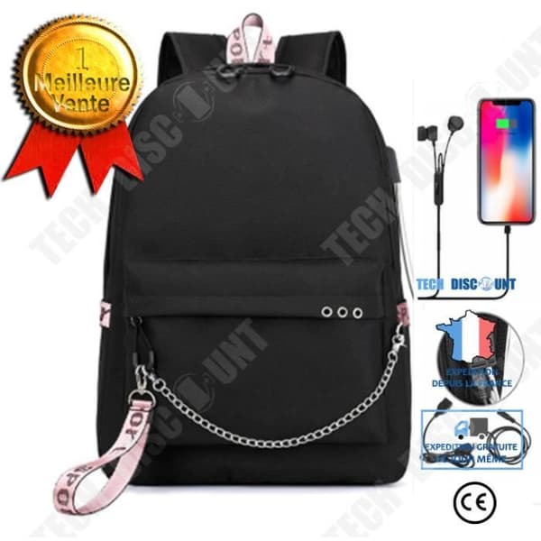 TD® Unisex Laptop Ryggsäck Vandringsreseväska med USB-laddningsport
