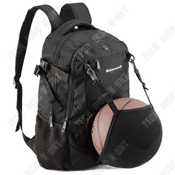 TD® Sport Ryggsäck med hopfällbar Basket Fotboll Nätväska Skateboard Laptopväska med USB-port Svart