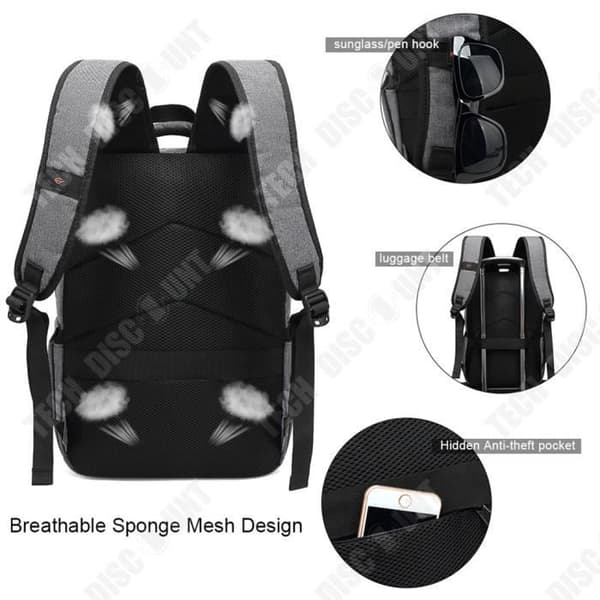 TD® XQXA Laptopryggsäck för män Vattentät stöldskydd med USB-laddningsport Laptopryggsäck 15,6" reseryggsäck