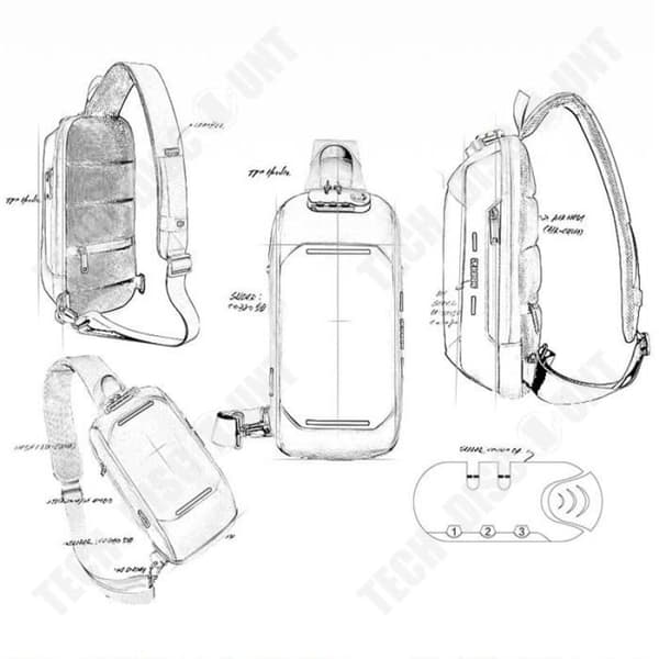 TD® Chest Bag Herr USB Anti-stöld Crossbody Bag Vattentät Multifunktionell Casual Bag