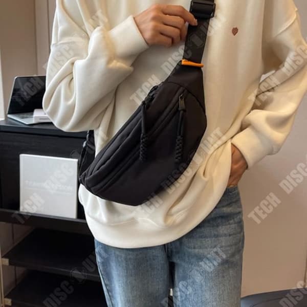 TD® Super het bröstväska ny koreansk stil mode dragkedja midjeväska bred axelrem dam liten Messenger bag sa