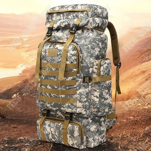 TD® Utomhusryggsäck kamouflagevandring duffelväska vandring stor herrryggsäck camping resväska kapacitet 56-75L