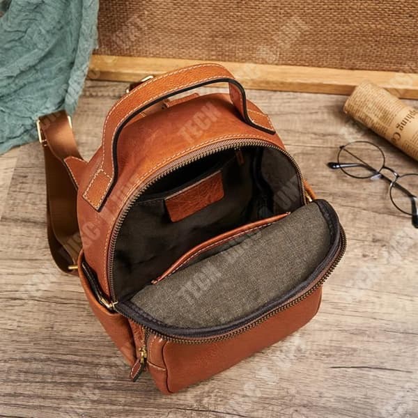 TD® Retro Casual Ryggsäck Läderväska Dam Handtvättad Kohud Huvudlager Koreansk modeväska