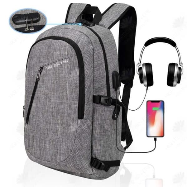 HTBE® Multifunktionell ryggsäck för män och kvinnor med stor kapacitet USB-uppladdningsbar utomhusresedatorryggsäck