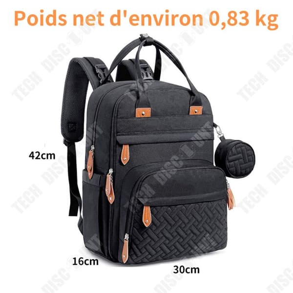 TD Mumieryggsäck med stor kapacitet 42x30x16CM svart axel Multifunktionell vattentät ryggsäck Maximal belastningskapacitet 15 kg