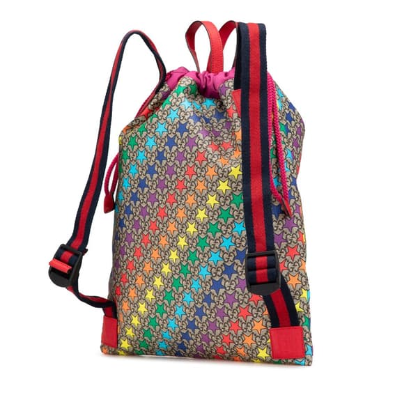 Pre-owned Gucci GG Supreme Web Star Print Children's Backpack Brown