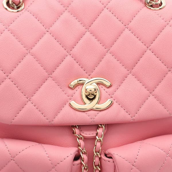 Pre-owned Chanel Medium Quilted Lambskin Duma Pockets Drawstring Backpack Pink