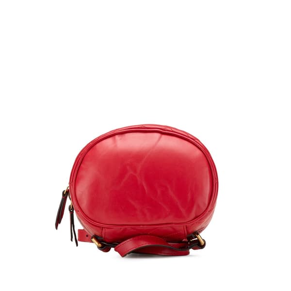Pre-owned Gucci GG Marmont Round Matelasse Leather Backpack Red