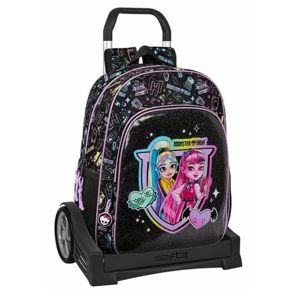 Skolväska med hjul Monster High Svart 33 x 42 x 14 cm