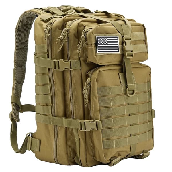 50L Taktisk Rygsæk, Unisex Design, Holdbart Polyester Materiale,Khaki