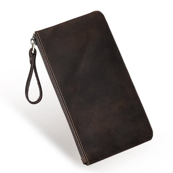 INF Vintage Crazy Horse Läder Koppling Telefon & Nyckel Organizer
