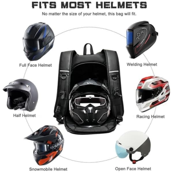 INF Reflekterende motorsykkelryggsekk - Svart, Flerbruksdesign