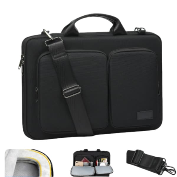 INF Elegant 14-tommers MacBook Laptop Taske - Sort Oxford Stof