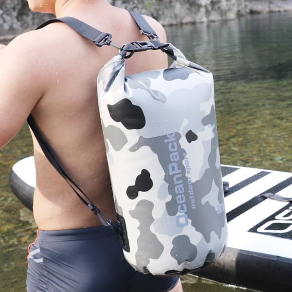 INF Stropløs Udendørs Camping Vandtæt Rygsæk - Camouflage Grå L