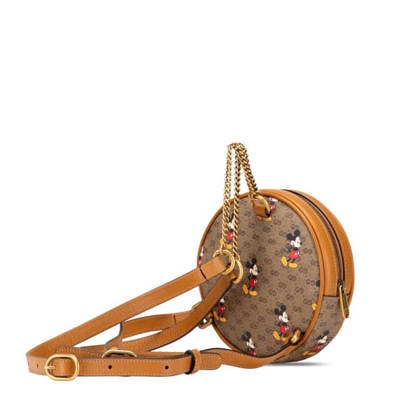 Pre-owned Gucci Disney Micro GG Supreme Round Mickey Mouse Backpack Brown