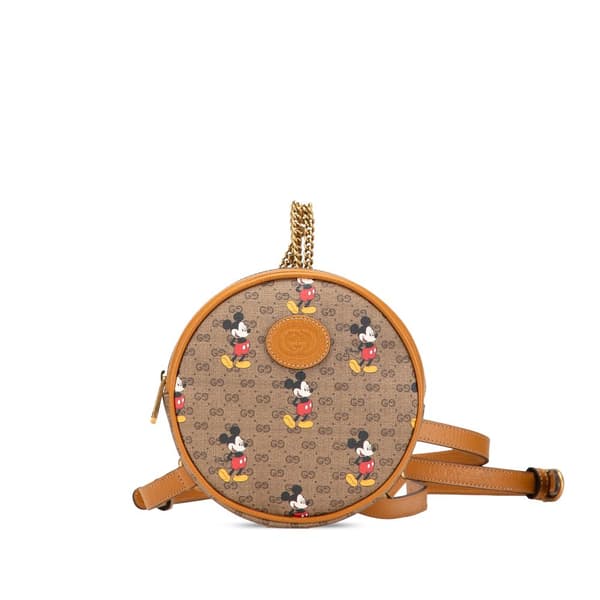 Pre-owned Gucci Disney Micro GG Supreme Round Mickey Mouse Backpack Brown
