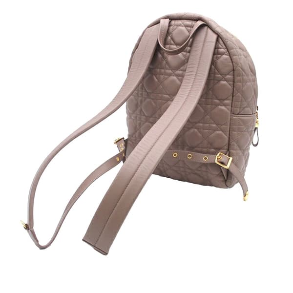 Pre-owned Dior Small Lambskin Cannage Backpack Brown