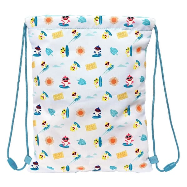 Skopåse med remmar Baby Shark Surfing Blå Vit 26 x 34 x 1 cm