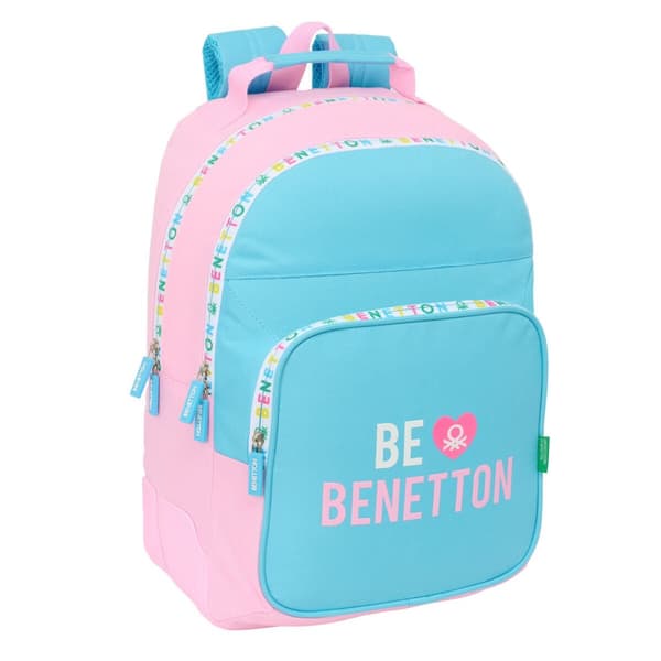 Skolryggsäck Benetton Unique Rosa Turkos 32 x 42 x 15 cm