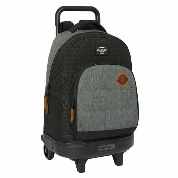 Skolväska med hjul BlackFit8 Old school Svart Grå 33 x 45 x 22 cm