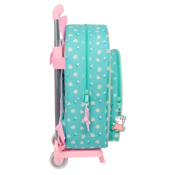Skolväska med hjul Peppa Pig Pretty flowers Gul Mint 26 x 11 x 67 cm 26 x 34 x 11 cm