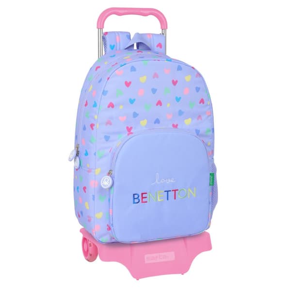 Skolväska med hjul Benetton Lila Lila 30 x 46 x 14 cm