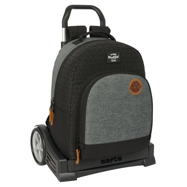 Skolväska med hjul BlackFit8 Old school Svart Grå 32 x 42 x 15 cm