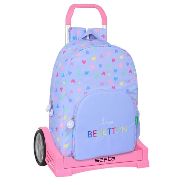 Skolväska med hjul Benetton Lila Lila 30 x 46 x 14 cm
