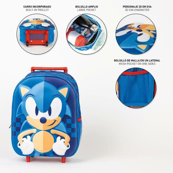 Skolryggsäck 3D med hjul Sonic