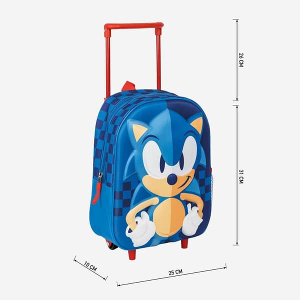 Skolryggsäck 3D med hjul Sonic