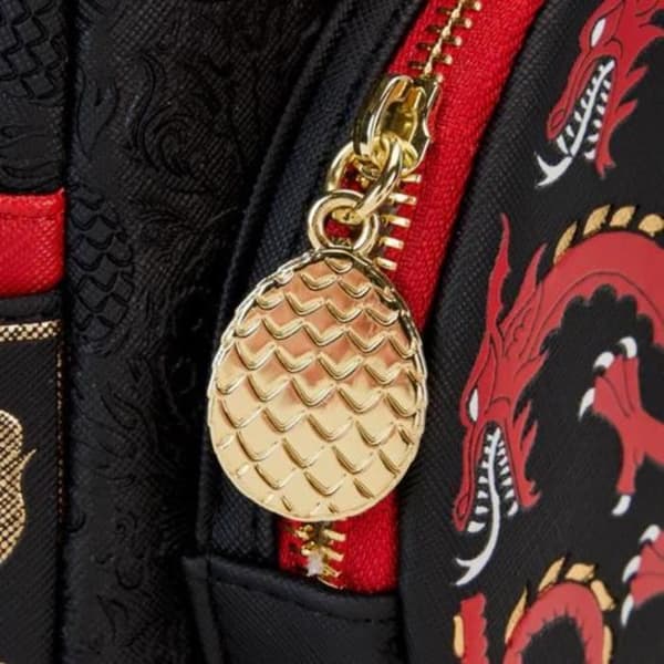 Mini Ryggsäck - Loungefly - Targaryen - Veganskt Läder - Svart - Guld