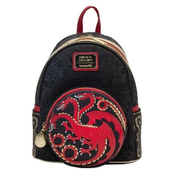 Mini Ryggsäck - Loungefly - Targaryen - Veganskt Läder - Svart - Guld