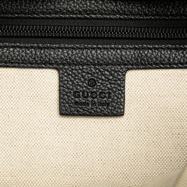 Pre-owned Gucci Leather Logo Backpack Black